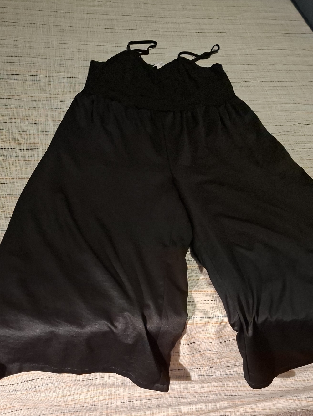 Addition Elle Black Wide-Leg Lace Bodice Jumpsuit
